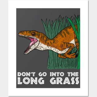 "Don't Go Into the Long Grass" Velociraptor Posters and Art